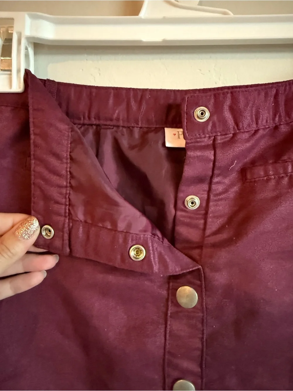 The Children's Place Button-Front burgundy Wine faux suede skirt